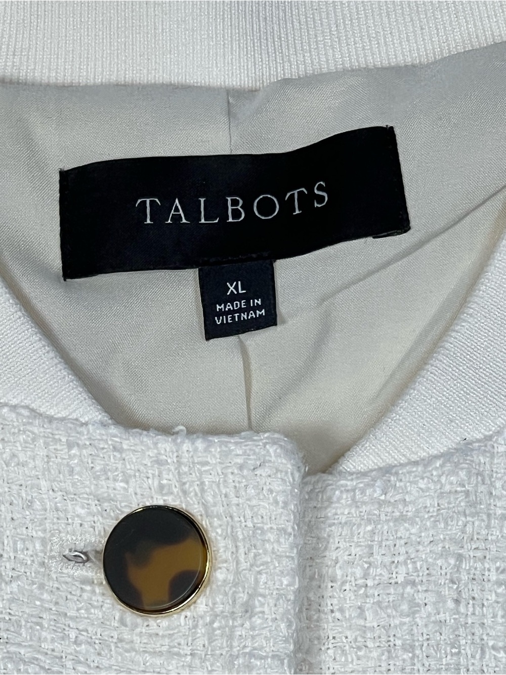 Talbots Cream Textured Tweed Button Jacket - Picture 5 of 9